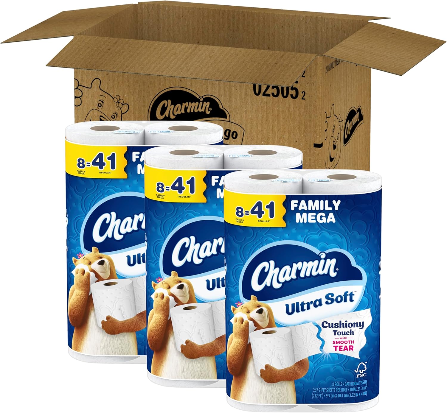 Charmin Ultra Soft Cushiony Touch Toilet Paper, 24 Family Mega Rolls = 123 Regular Rolls - 图片 2