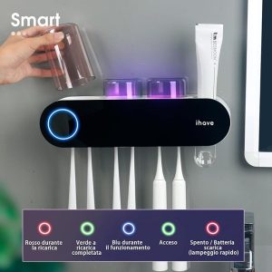 iHave Wall Mounted Electric Toothbrush Holders with 3 Cups, UV Sanitizer