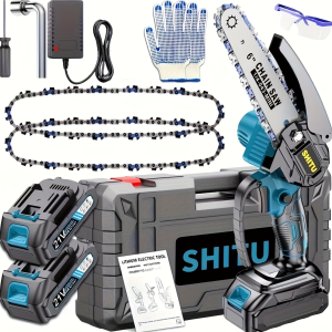 Mini ChainsawCordless, Lightweight & Portable Handheld Electric Tree Cutter with Splash Guard, Security Lock, Optional Rechargeable Battery