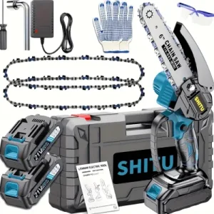 Mini ChainsawCordless, Lightweight & Portable Handheld Electric Tree Cutter with Splash Guard, Security Lock, Optional Rechargeable Battery