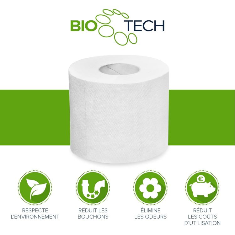Papernet Bio Tech - Papier Hygiénique (407569), 8 Paquets de 12 Rouleaux en Cellulose Pure et Longueur de 18,15 m, 2 épaisseurs, 165 Feuilles par Rouleau – Image 4
