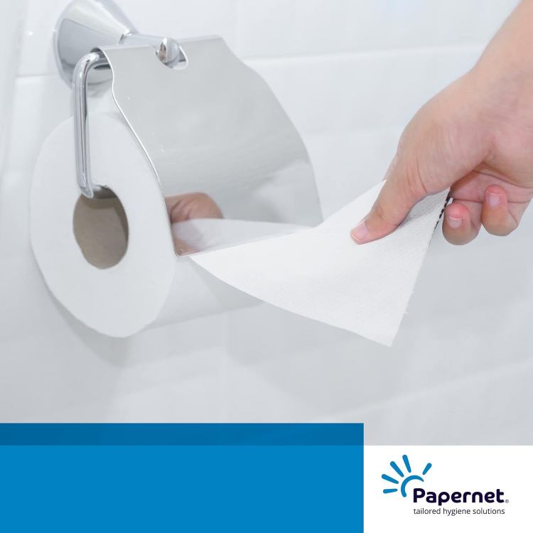 Papernet Bio Tech - Papier Hygiénique (407569), 8 Paquets de 12 Rouleaux en Cellulose Pure et Longueur de 18,15 m, 2 épaisseurs, 165 Feuilles par Rouleau – Image 5