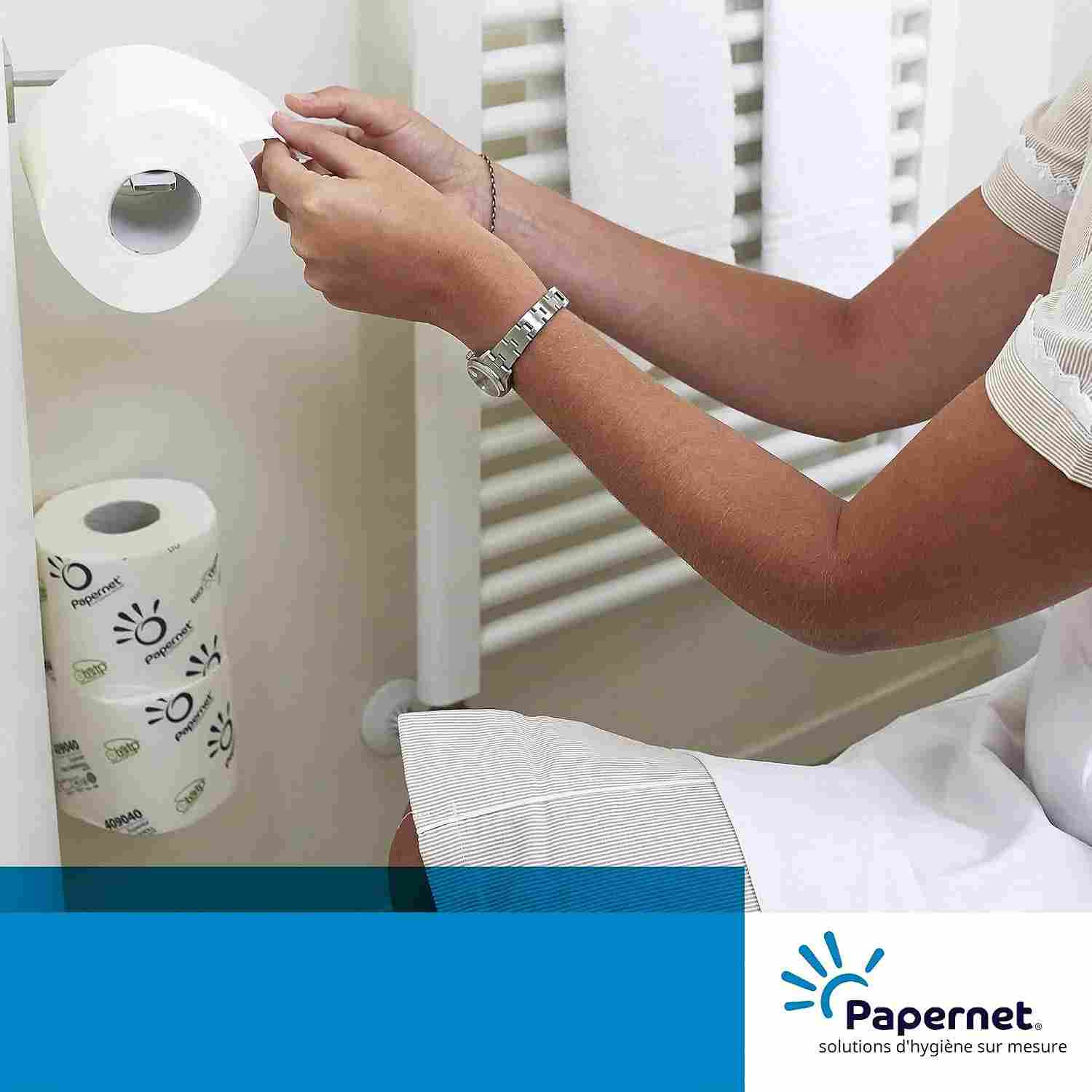 Papernet Bio Tech - Papier Hygiénique (407569), 8 Paquets de 12 Rouleaux en Cellulose Pure et Longueur de 18,15 m, 2 épaisseurs, 165 Feuilles par Rouleau – Image 6