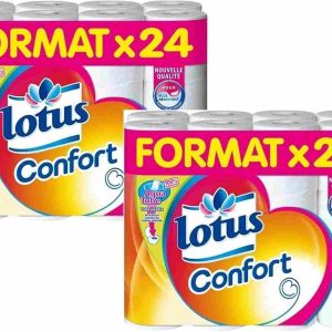 Papier Toilette Lotus Confort Blanc 48 rouleaux doux et résistante - Offre Spéciale