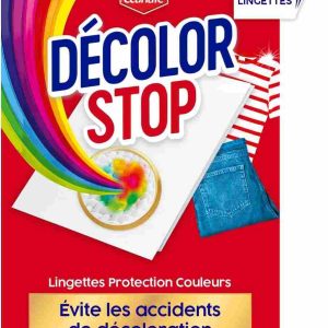 Decolor Stop, Lingettes protection couleurs, evite les accidents de decoloration, preserve l'eclat des couleurs, tous programmes textiles et temperatures x80 lingettes