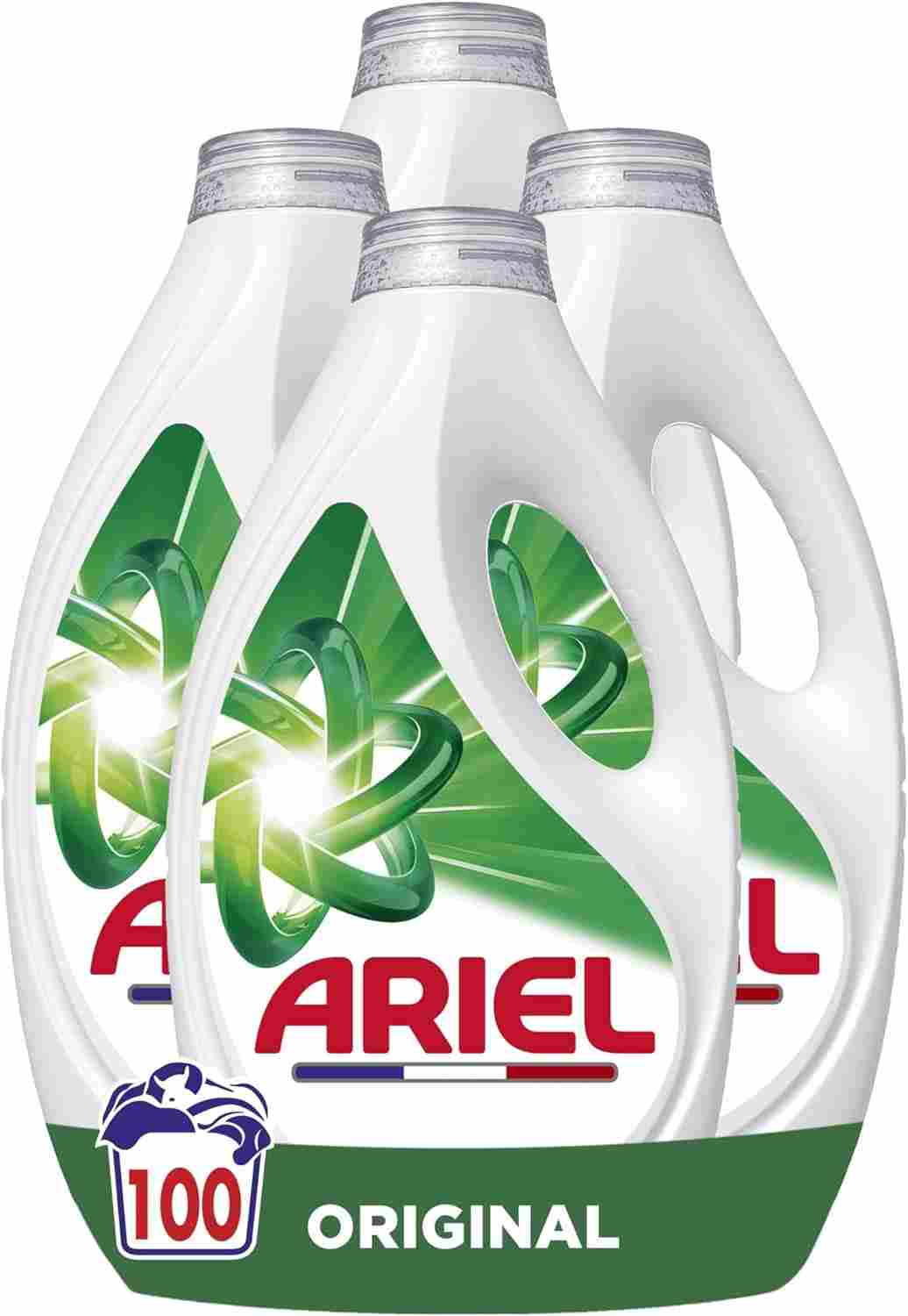 Ariel Original Lessive Liquide, 100 Lavages, Action Détachante En 1 Seul Lavage, Impeccable Même à Froid, Fabriqué en France