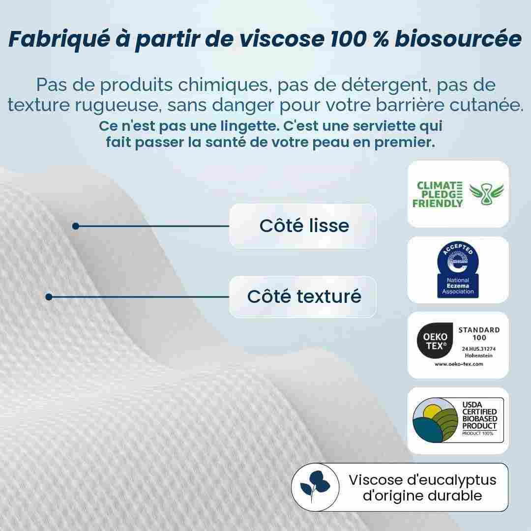 Clean Skin Club Clean Towels XL® Supreme, lingettes visage 100% biosourcées USDA, jetables, texturées, plus épaisses, ultra-absorbantes et douces, approuvées eczéma, 50 lingettes. – Image 10