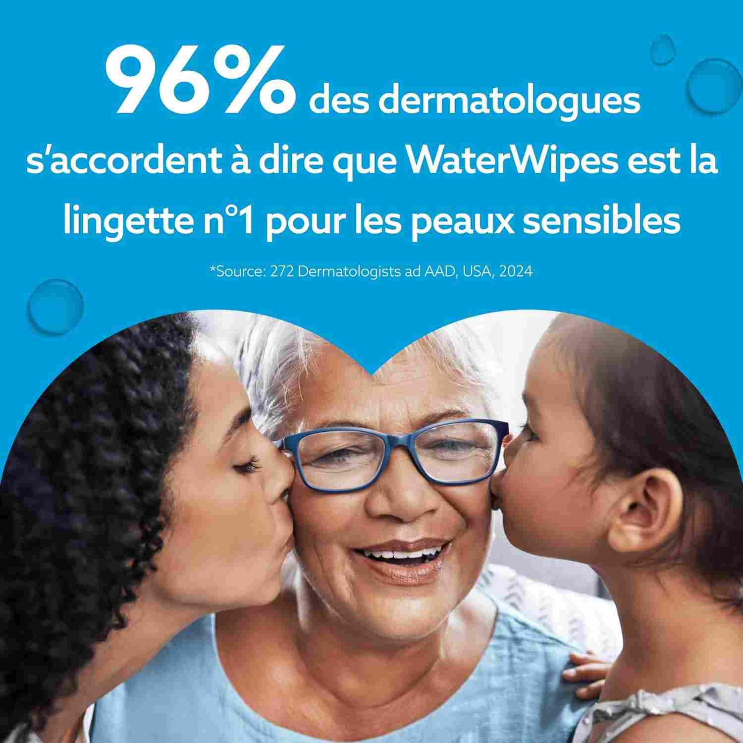 WaterWipes Sensitive+ Newborn & Baby Wipes, Lingettes Pour Nouveau-Nés et Bébés, 720 unités (12 paquets), 3-en-1 nettoie, soigne, protège, 99,9% d'eau, non parfumées – Image 10