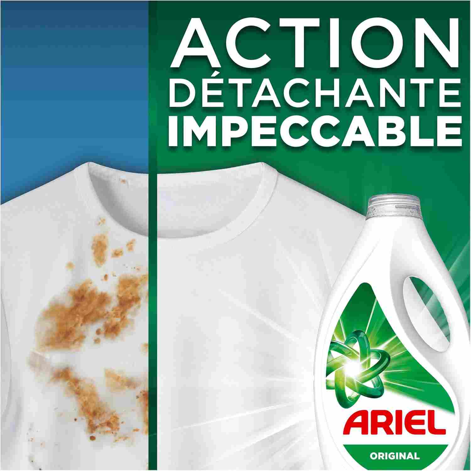 Ariel Original Lessive Liquide, 100 Lavages, Action Détachante En 1 Seul Lavage, Impeccable Même à Froid, Fabriqué en France – Image 2