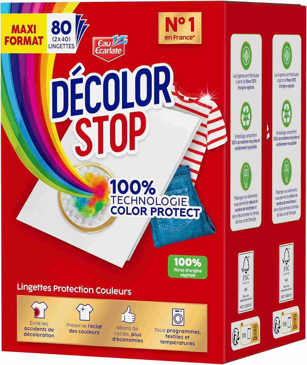 Decolor Stop, Lingettes protection couleurs, evite les accidents de decoloration, preserve l'eclat des couleurs, tous programmes textiles et temperatures x80 lingettes – Image 3