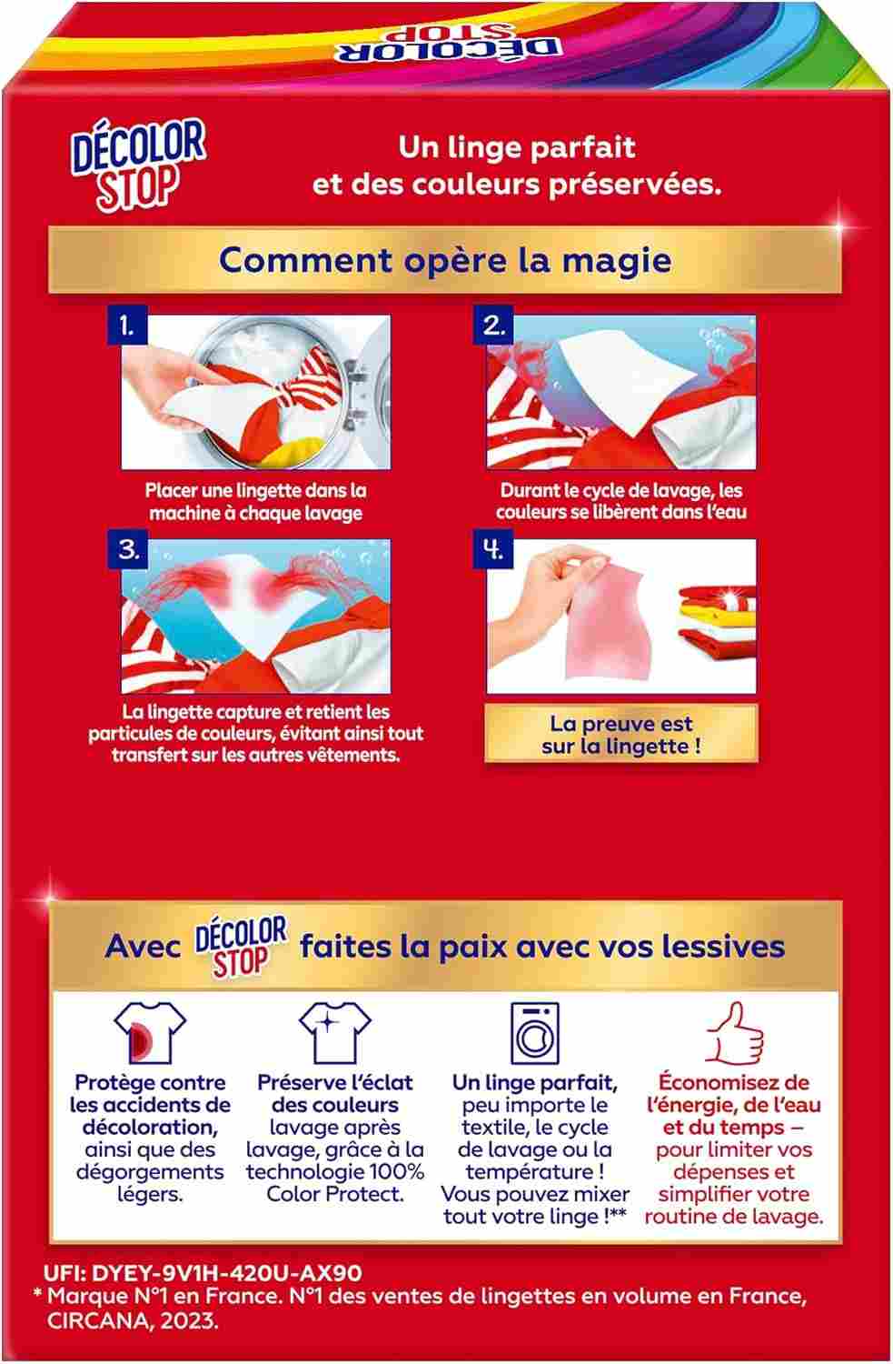 Decolor Stop, Lingettes protection couleurs, evite les accidents de decoloration, preserve l'eclat des couleurs, tous programmes textiles et temperatures x80 lingettes – Image 4