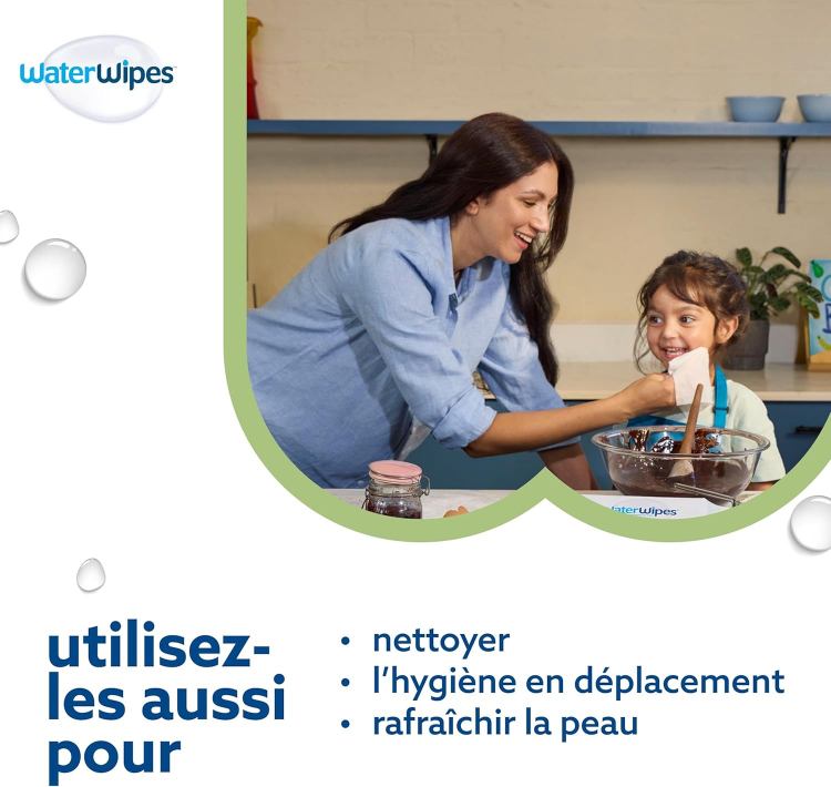 WaterWipes Sensitive+ Baby & Toddler Wipes, Lingettes Pour Bébés et Tout-Petits, 720 unités (12 paquets), 3-en-1 nettoie, soigne, protège, 99,9% d'eau, Textured Clean, non parfumées – Image 6