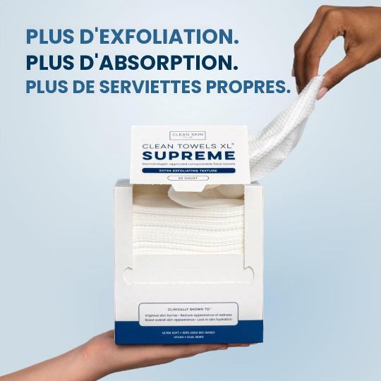 Clean Skin Club Clean Towels XL® Supreme, lingettes visage 100% biosourcées USDA, jetables, texturées, plus épaisses, ultra-absorbantes et douces, approuvées eczéma, 50 lingettes. – Image 9